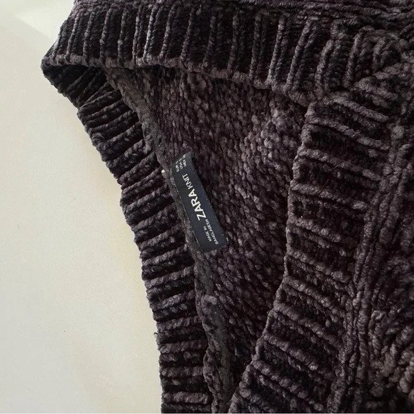 Zara Knit Charcoal Oversized Chenille Sweater Small S casual comfy loungewear - Picture 4 of 8